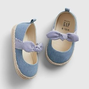 Baby Gap Chambray Bow Espadrille Shoes Blue Size 3 (6-12 Months)